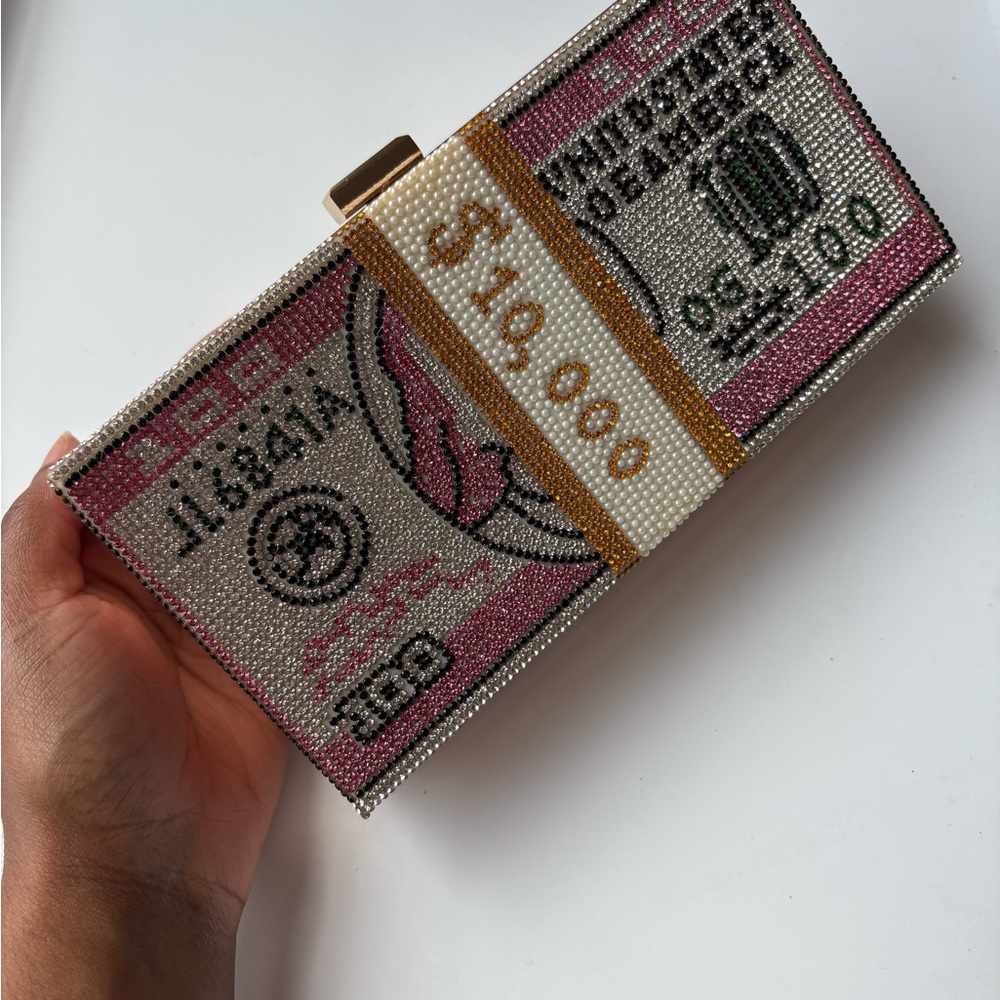 Pink and Gold Beaded Clutch